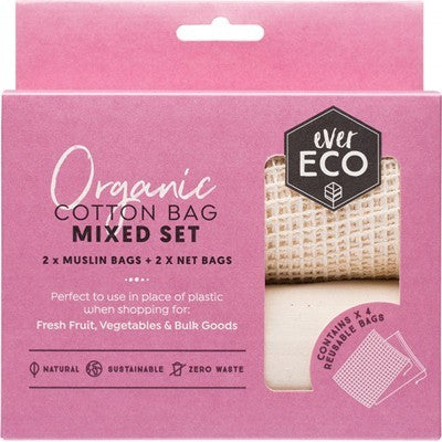 Ever Eco Reusable Produce Bags Organic Cotton Mixed Set 4